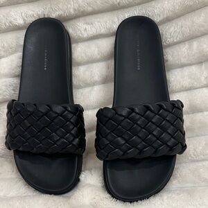 Mercer & Madison Black Braided Slide Sandals